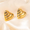 Wholesale Women's Retro Highend Titanium Steel Heart Shape Pleated Texture Electroplated Earrings