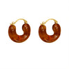 Wholesale Women's Retro Highgrade Amber Resin Geometric Ushaped Copper Electroplated Earrings