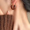 Wholesale Women's Retro Highgrade Amber Resin Geometric Ushaped Copper Electroplated Earrings