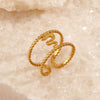 Wholesale Women's Retro Hip Hop Snakeshaped Stainless Steel Doublelayer Goldplated Ring