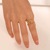 Wholesale Women's Retro Hip Hop Snakeshaped Stainless Steel Doublelayer Goldplated Ring