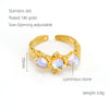 Wholesale Women's Retro Hip Hop 316L Stainless Steel Moonstone Ring With Irregular Geometric Line And Heart Pattern Microinlay