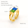 Wholesale Women's Retro Hip Hop 316L Stainless Steel Moonstone Ring With Irregular Geometric Line And Heart Pattern Microinlay