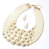 Wholesale Women's Retro Imitation Pearl Multilayered Necklaces With Snake Bone Chain And Baking Paint Design