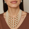 Wholesale Women's Retro Imitation Pearl Multilayered Necklaces With Snake Bone Chain And Baking Paint Design