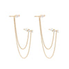 Wholesale Women's Retro Leaf Geometric Hoop And Chain Earrings Copper Plated With Real Gold And Zirconia Design