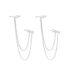 Wholesale Women's Retro Leaf Geometric Hoop And Chain Earrings Copper Plated With Real Gold And Zirconia Design