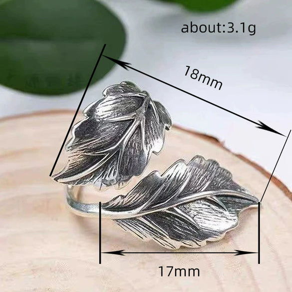 Wholesale Women's Retro Leaf Ring Copper Inlaid Zircon With Cartoon Characters Style