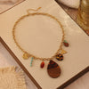 Wholesale Women's Retro Leopard Print Flower Titanium Steel Real Gold Plated Necklace In Maillard Style