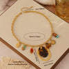 Wholesale Women's Retro Leopard Print Flower Titanium Steel Real Gold Plated Necklace In Maillard Style