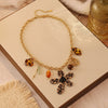 Wholesale Women's Retro Leopard Print Flower Titanium Steel Real Gold Plated Necklace In Maillard Style