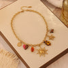 Wholesale Women's Retro Leopard Print Flower Titanium Steel Real Gold Plated Necklace In Maillard Style