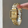 Wholesale Women's Retro Leopard Square Steel Band Wristwatch With Ordinary Glass Mirror Medieval Style