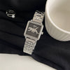 Wholesale Women's Retro Leopard Square Steel Band Wristwatch With Ordinary Glass Mirror Medieval Style