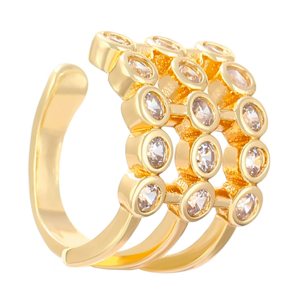 Wholesale Women's Retro Light Luxury Copper Ear Clip Inlaid Zircon With Geometric Heart Letters Numbers Text Design