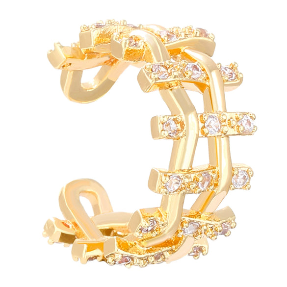 Wholesale Women's Retro Light Luxury Copper Ear Clip Inlaid Zircon With Geometric Heart Letters Numbers Text Design