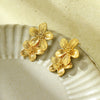 Wholesale Women's Retro Light Luxury Flower Tassel Stainless Steel Electroplated Earrings