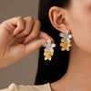 Wholesale Women's Retro Light Luxury Flower Tassel Stainless Steel Electroplated Earrings