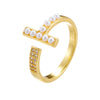 Wholesale Women's Retro Light Luxury Geometric Copper Pearl Butterfly Ring Inlaid With Zircon And Electroplated