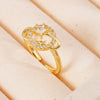 Wholesale Women's Retro Light Luxury Geometric Copper Pearl Butterfly Ring Inlaid With Zircon And Electroplated