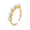Wholesale Women's Retro Light Luxury Geometric Copper Pearl Butterfly Ring Inlaid With Zircon And Electroplated
