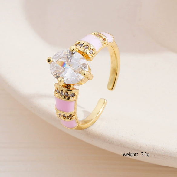 Wholesale Women's Retro Light Luxury Geometric Copper Pearl Butterfly Ring Inlaid With Zircon And Electroplated