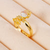 Wholesale Women's Retro Light Luxury Geometric Copper Pearl Butterfly Ring Inlaid With Zircon And Electroplated