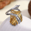 Wholesale Women's Retro Light Luxury Geometric Stainless Steel Electroplated Gold Leaf Ring Hand Jewelry
