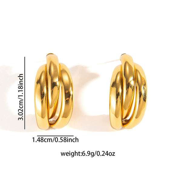 Wholesale Women's Retro Light Luxury Geometric Titanium Steel Hoop Earrings With Electroplating