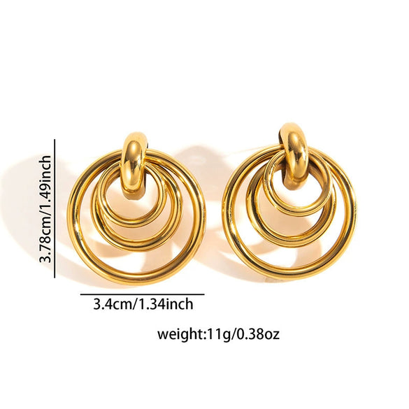 Wholesale Women's Retro Light Luxury Geometric Titanium Steel Hoop Earrings With Electroplating