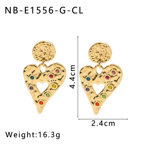 Wholesale Women's Retro Light Luxury Ins Style Titanium Steel And 18K Gold Geometric Hollow Earrings With Vacuum Plating In Furnace And Electroplating