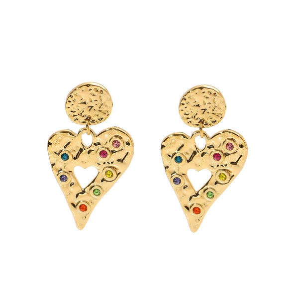 Wholesale Women's Retro Light Luxury Ins Style Titanium Steel And 18K Gold Geometric Hollow Earrings With Vacuum Plating In Furnace And Electroplating
