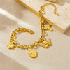 Wholesale Women's Retro Light Luxury Oval Cross Angel Pendant Stainless Steel Goldplated Bracelet