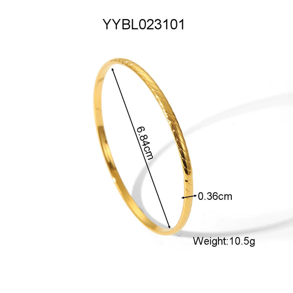 Wholesale Women's Retro Light Luxury Simple Pattern Stainless Steel Bracelet With Pvd Furnace Vacuum Real Gold Plating