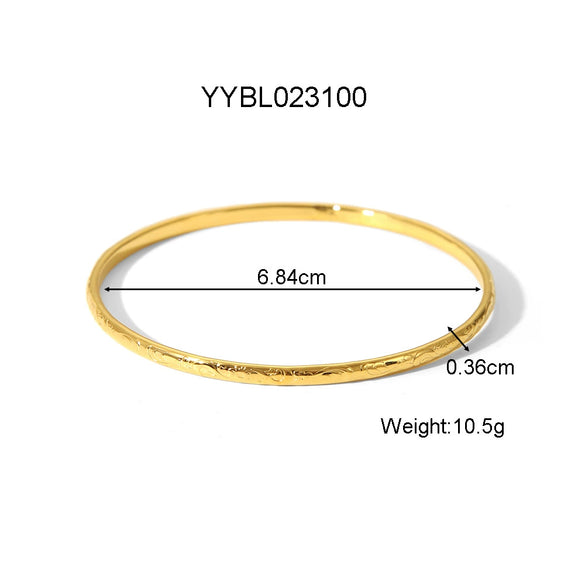 Wholesale Women's Retro Light Luxury Simple Pattern Stainless Steel Bracelet With Pvd Furnace Vacuum Real Gold Plating