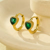Wholesale Women's Retro Light Luxury Stainless Steel And 18K Inlaid Love Zircon Earrings With Electroplating