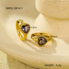 Wholesale Women's Retro Light Luxury Stainless Steel And 18K Inlaid Love Zircon Earrings With Electroplating