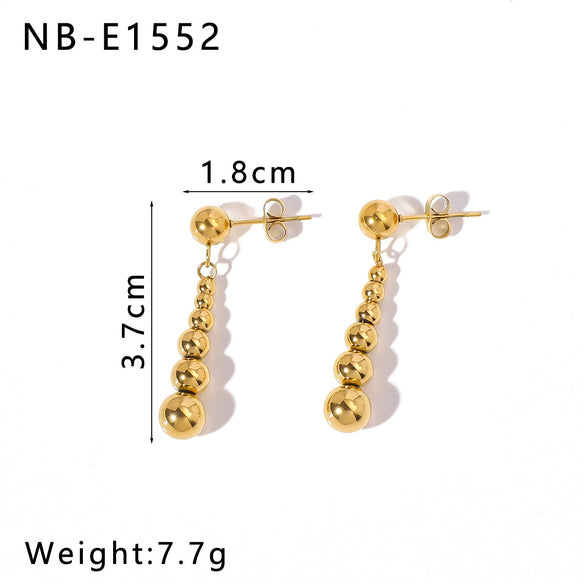 Wholesale Women's Retro Long Drop Earrings Stainless Steel 18K Gold Plated Geometric Style Vacuum Plated In Furnace