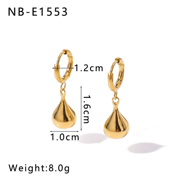 Wholesale Women's Retro Long Drop Earrings Stainless Steel 18K Gold Plated Geometric Style Vacuum Plated In Furnace