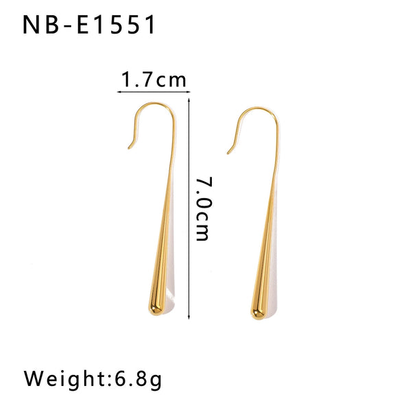 Wholesale Women's Retro Long Drop Earrings Stainless Steel 18K Gold Plated Geometric Style Vacuum Plated In Furnace