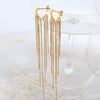 Wholesale Women's Retro Long Tassel Design Titanium Steel Earrings With Geometric Style And 18K Gold Electroplating