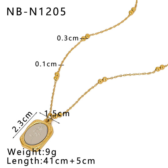 Wholesale Women's Retro Love Geometric Pendant Necklace Stainless Steel And Titanium Steel With 18K Vacuum Plating In Furnace And Inlaid Zircon