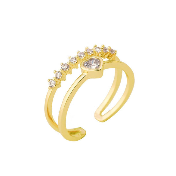 Wholesale Women's Retro Love Ring Copper Inlaid Zircon Geometric Style