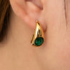 Wholesale Women's Retro Luxury Titanium Steel Earrings With Natural Stone Geometric C Word Semicircle Design And Electroplating Process