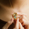 Wholesale Women's Retro Maillard Style Geometric Heart Four Leaf Clover Frog Opening And Closing Round Pendant Necklace With Copper Chain And Mixed Gemstone Setting Electroplated
