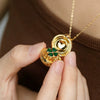 Wholesale Women's Retro Maillard Style Geometric Heart Four Leaf Clover Frog Opening And Closing Round Pendant Necklace With Copper Chain And Mixed Gemstone Setting Electroplated