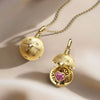 Wholesale Women's Retro Maillard Style Geometric Heart Four Leaf Clover Frog Opening And Closing Round Pendant Necklace With Copper Chain And Mixed Gemstone Setting Electroplated