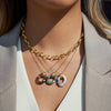 Wholesale Women's Retro Maillard Style Geometric Resin Pendant Stainless Steel O Word Chain Necklace With Electroplating