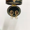 Wholesale Women's Retro Maillard Style Natural Freshwater Pearl Earrings With Alloy Inlaid Artificial And Semiprecious Stones Oblate Shape