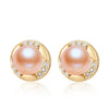 Wholesale Women's Retro Minimalist Geometric Copper And Natural Pearl 14K Goldfilled Earrings Set With Pearls